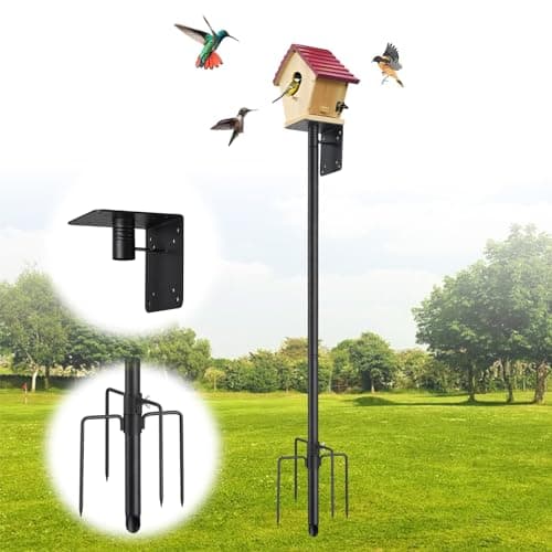 Bird House Pole60 Inch Heavy Duty Bird Feeder Pole Mount Kit for Outdoors 5Prong Base Splicing Adjustable Feeding Stand Station for Birds WatchingWeather Station Birds House Not Included