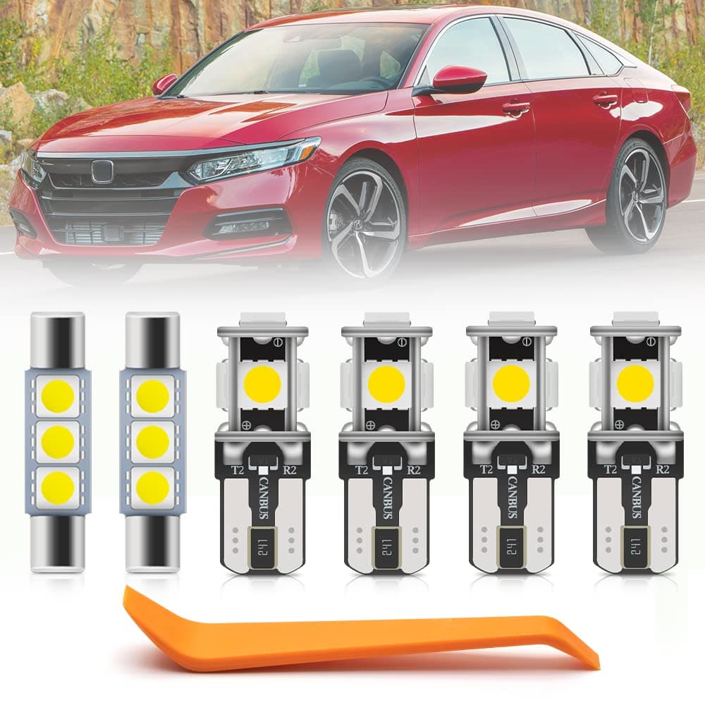 10pcs Accord Interior LED Lights Bulb for Honda Accord 2013 2014 2015 2016 2017 2018 2019 2020 2021 2022 Map Dome Lights Super Bright 6000K White LED Interior Light Bulbs Install Tool