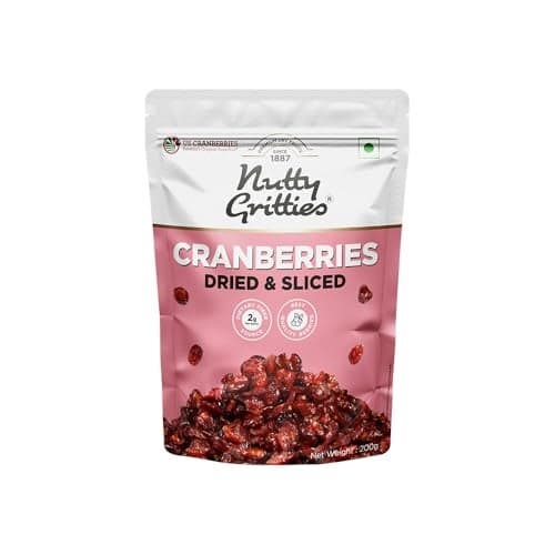 Nutty Gritties Dried US Cranberries 200g | Cranberry, Healthy Snack for kids and adults | Resealable Pouch