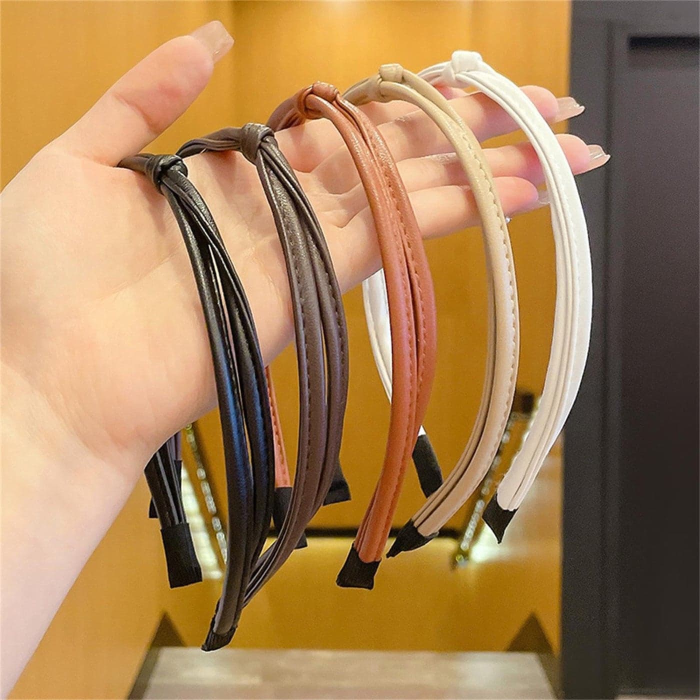 IDDFEVE 5 PCS Thin Leather Headbands for Women Lightweight Knotted Hair Hoop for Fashion Girls Adjustable Cute Hair Accessories