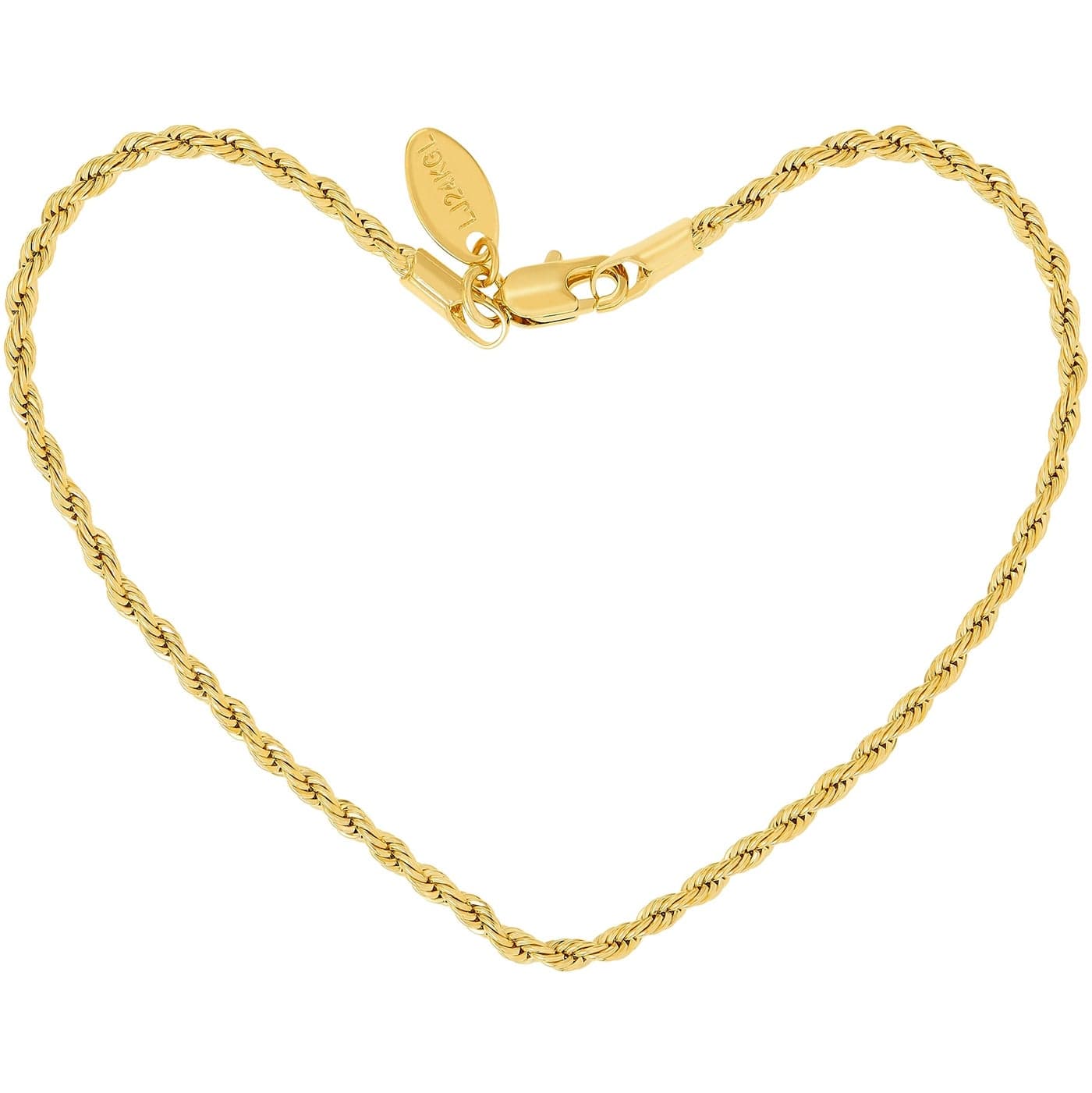 LIFETIME JEWELRY 2mm Rope Chain Anklet for Women & Men 24k Gold Plated Bracelet (Gold, 10 inches)