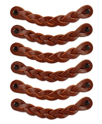 Brute Strength Leather Drawer Pulls Braided Cognac 6 pcs 612 x 1 Leather Handle Dresser Pulls Cabinet Dresser Knobs