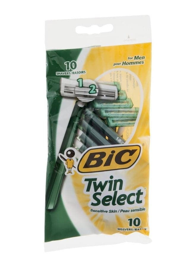 Bic Twin Select, Sensitive Skin, Disposable Shaver for Men, Pack of 12 (10 Razors Per Pack)