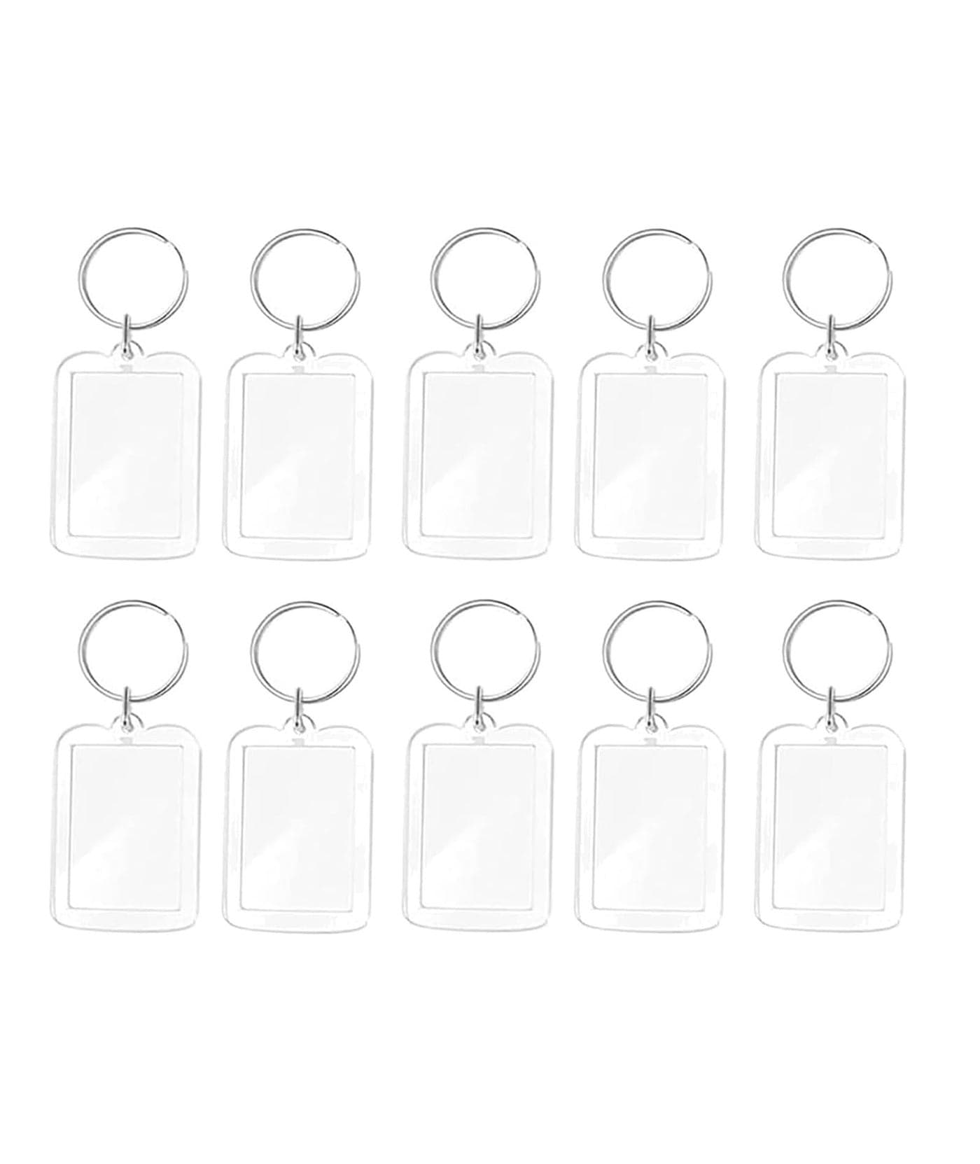 SQUISHCO 10Pcs Photo Keychain, 25x37mm Acrylic Photo Keychain with Rectangle Frames, Clear Photocard Holder Keychain for DIY Souvenirs and Gifts, Multipurpose Keychain for Women and Men