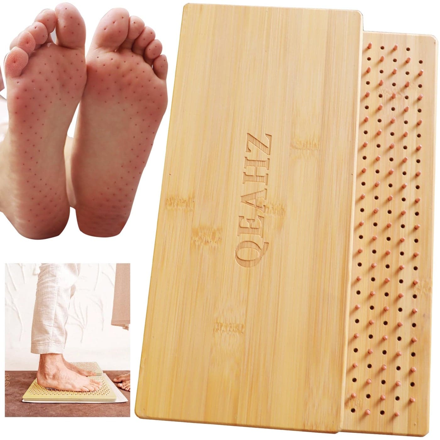 QEAHZ Sadhu Board Advanced Copper nails 15mm Large Size For Experts Nail boards for feet for Yoga and Meditation Acupuncture Foot Massage Bamboo