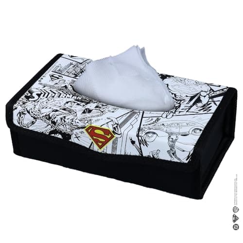 Involve DC Superman Tissue Box Cover with Involve Black Tissue | Superman Themed Car Tissue Holder | Premium Car Accessory with 100 Pulls | Official DC Merchandise| Car Accessories 2025