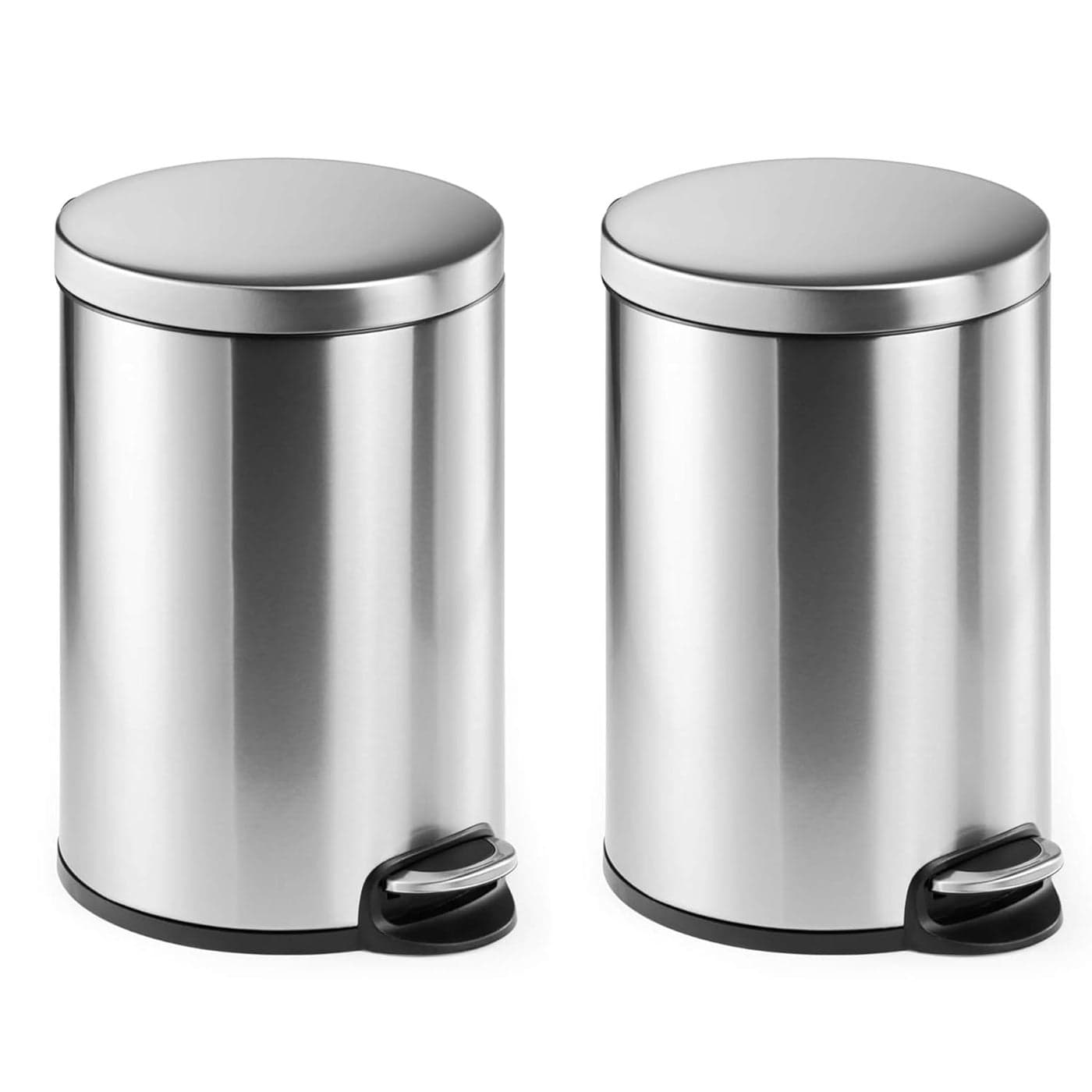 Robustt Dustbin with Pedal - 5L | Silver Stainless Steel trash can | 7 Inch (W) x 10 Inch (H) | Small Trash Can for Bathroom, Bedroom, Toilet, and Kitchen – Durable & Corrosion-Resistant - Pack of 2