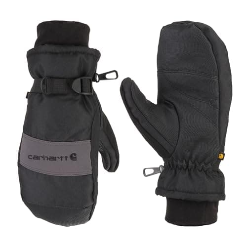 Carhartt Men's Waterproof Insulated Knit Cuff Mitten, Black/Grey, Medium