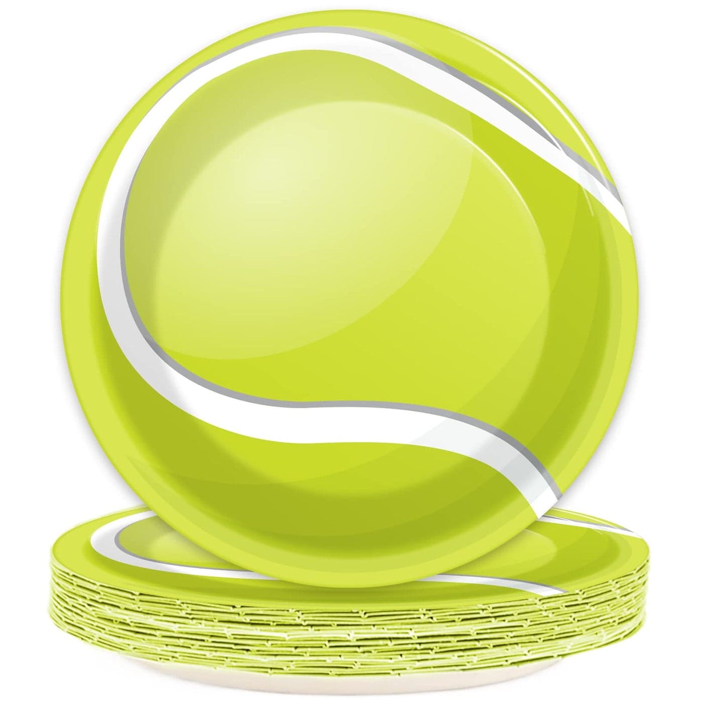 Wiooffen 24pcs Tennis Party Supplies Paper Plates Set Disposable Tableware Pack Tennis Party Dessert Plates Sports Birthday Baby Showers Holidays Decorations 7