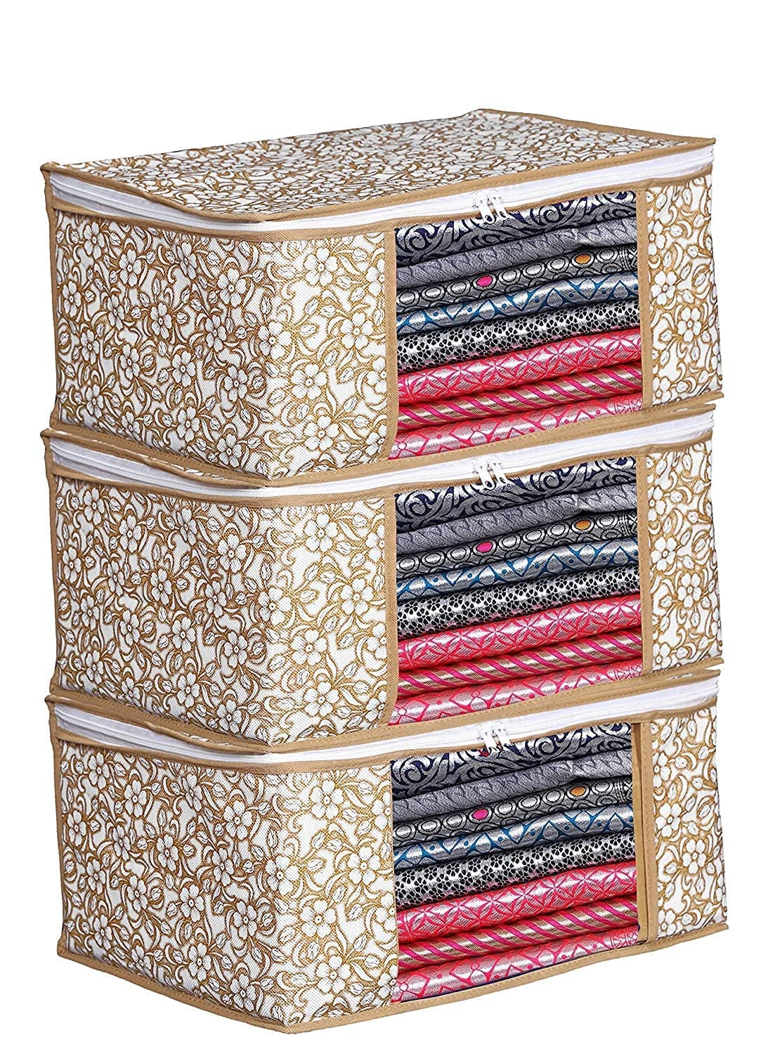 BB BACKBENCHERS Saree Cover/Clothes Cover/Garment Cover/Storage Cover/Organizer For Wardrobe/Space Saver Cover Non-Woven For Saree, Lehenga, Suits, Pants, Shirts, With Zip And Transparent Window
