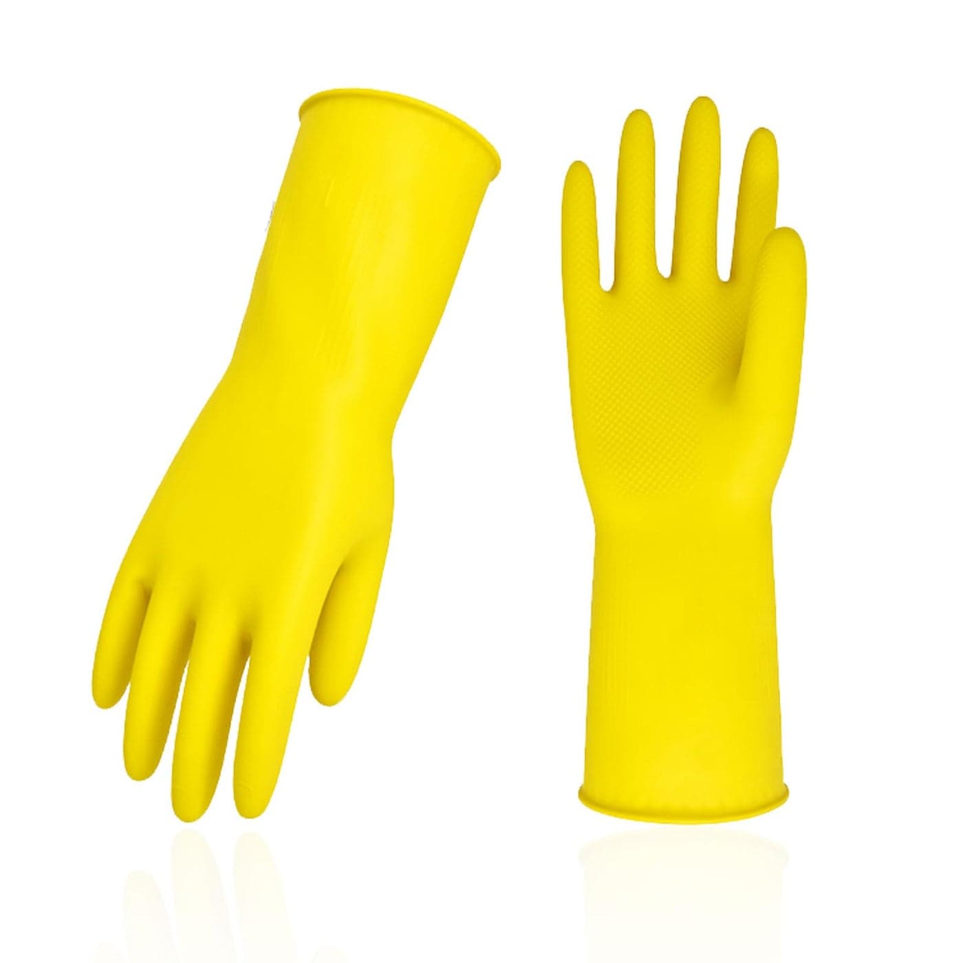 Vgo 1Pair Reusable Household Gloves Rubber Dishwashing gloves Extra Thickness Long Sleeves Kitchen Cleaning Working Painting Gardening Pet Care Size S Yellow HH4601
