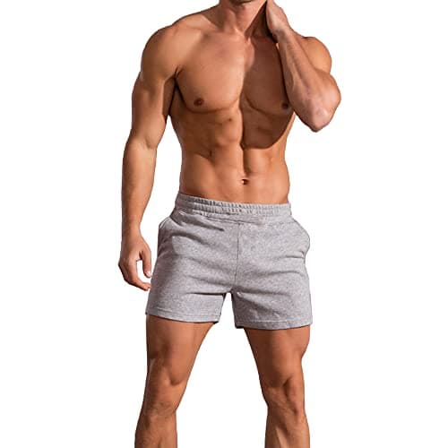 palglg Mens Bodybuilding Workout Shorts 5" Inseam with Pockets PLN Gray M