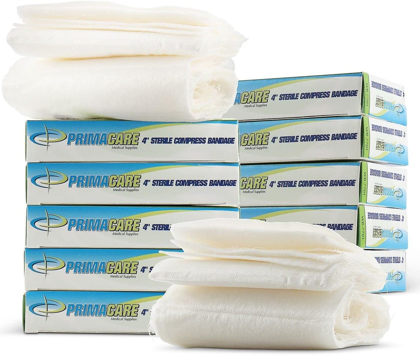 PrimaCare WB7701CS First Aid Sterile Compress Bandage for Wound Dressing Medical Supplies Gauze Bandage Roll 4 x 7 Pack of 12