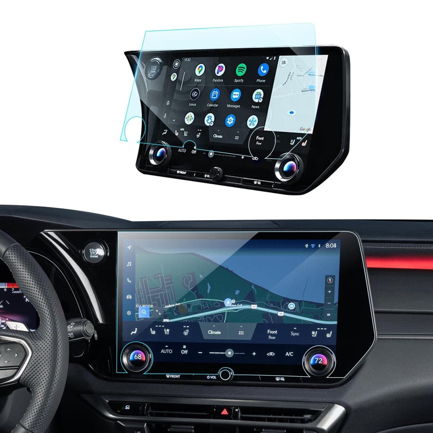 LANTU RX 350 Screen Protector for 2023 2024 2025 Lexus RX350& TX350 Accessories 14" Tempered Glass GPS Navigation Touchscreen Protector for RX 350/350h/500h& 2024 2025 TX 350/500h HD Clear
