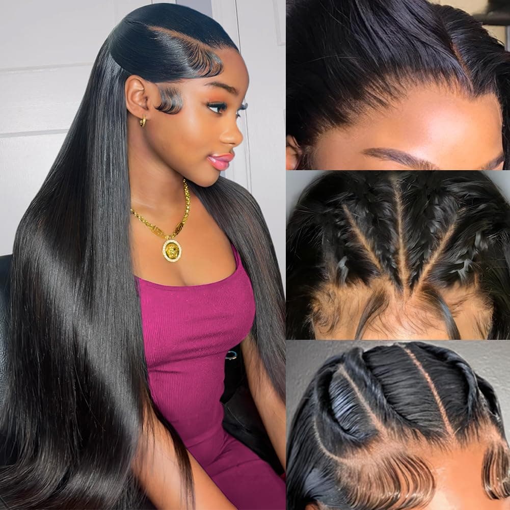 Subella HD Lace Front Wigs Human Hair Pre Plucked Straight 220 Density 13x5 HD Lace Frontal Wig With Baby Hair 12A Transparent Human Lace Wigs For Black Women 30inch