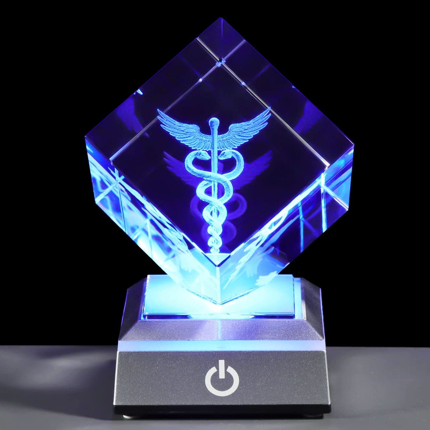 YWHL 3D Laser Engraving Crystal Caduceus Figurine for Doctors Doctors Day Appreciation Gifts for Medical Professionals White Coat Ceremony Graduation Gifts for Medical Students