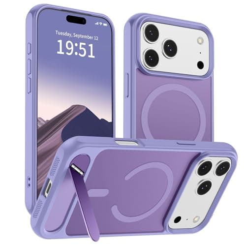 SUPFINE Magnetic for iPhone 17 Pro Max Case (Built-in Invisible Kickstand)(Compatible with MagSafe)(Military Grade Drop Protection) Translucent Matte Shockproof Phone Cover,Lavender Purple