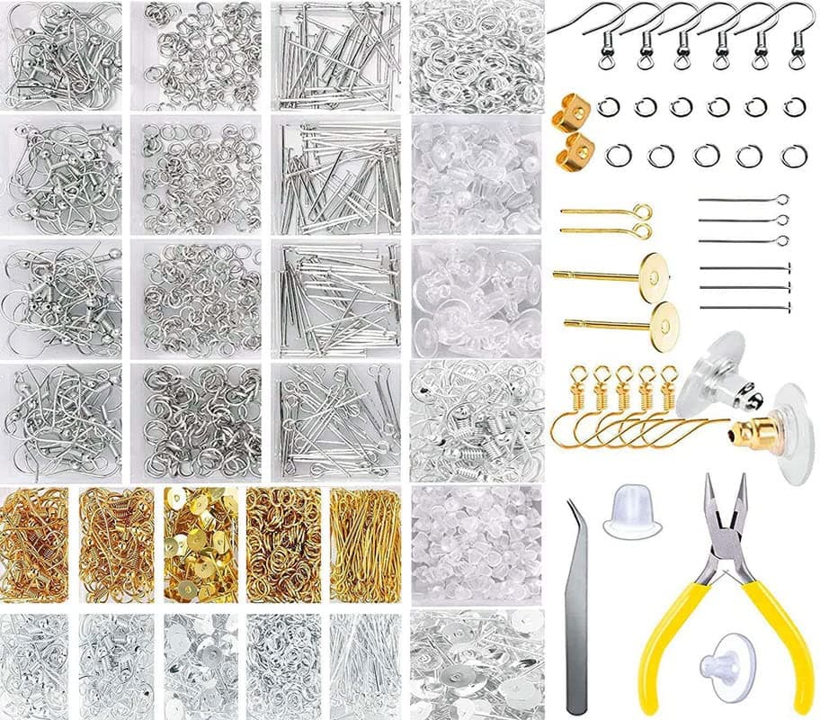 DIY Crafts 25 Grm, Antique Silver, 25 Grm Sample Only,Earring Making Earring Hook Jump Ring Earring Back Head Eye Pins Tweezers Plier Opener for Necklace Earring Bracelet Jewe(25 Grm, Antique Silver)