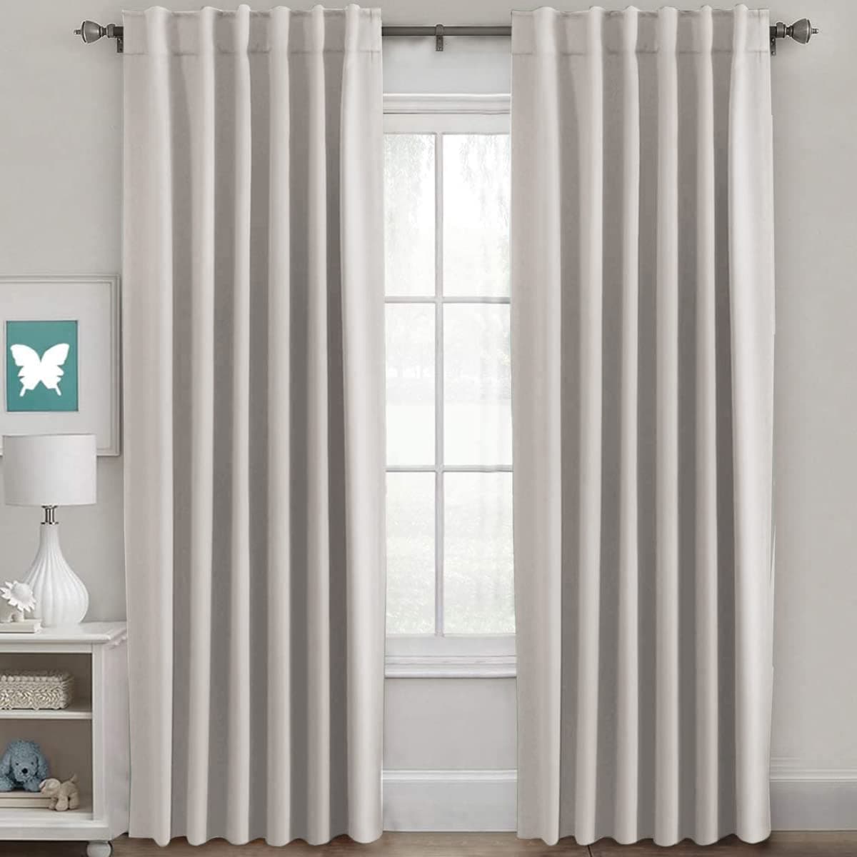 HVERSAILTEX Blackout Curtains Thermal Insulated Window Treatment Panels Room Darkening Blackout Drapes for Living Room Back TabRod Pocket Bedroom Draperies 52 x 84 Inch Stone 2 Panels