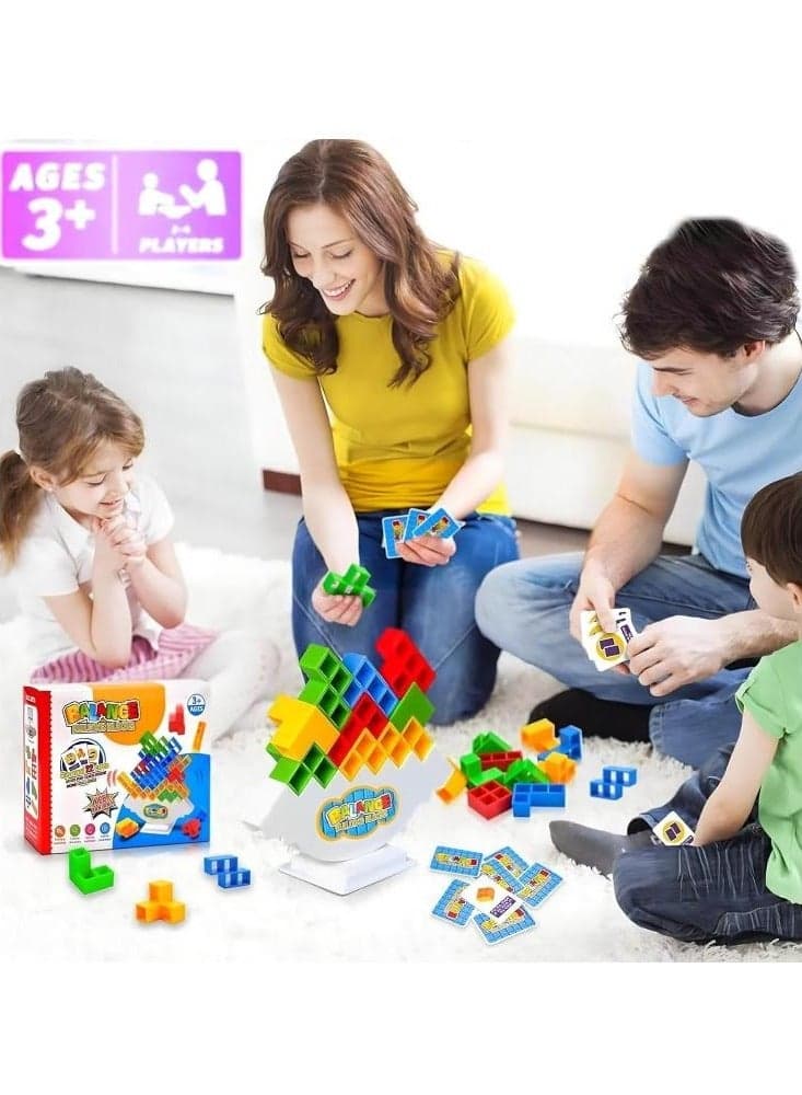 48 Pcs Tetra Tower Balance Game, Balance Stacking Blocks Toy, Balance Building Blocks Game, Swing Stack Balance, Montessori Learning Toy Sensory Toy, Perfect for Family Games, Parties, Travel