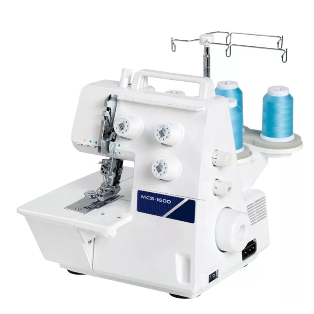 Juki MCS1600 Cover Stitch and Chain Stitch Sewing Machine with Super Easy Looper Threading 1350 Stitches Per Minute and Differential Feed Adjustment White