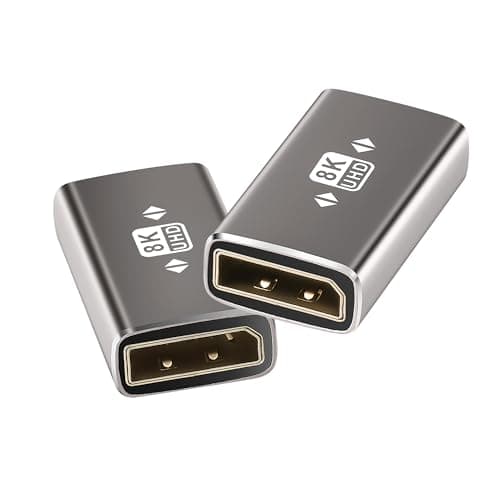 8K DisplayPort (DP) Coupler Adapter 2 Pack, DisplayPort (DP) 1.4 Female to Female Aluminum Alloy Shell Extender Connector, Supports 8K@60Hz, 4K@144Hz, 4K@120Hz,2K for HDTV, Monitors, Laptop, Projector