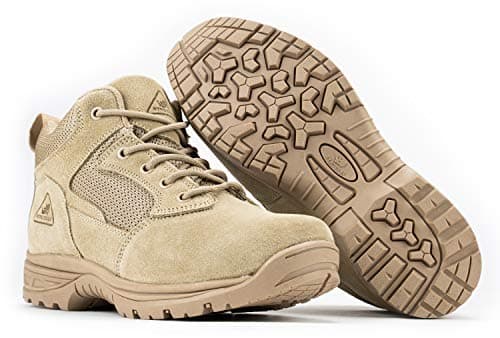 RYNO GEAR Men's Military & Tactical Boots, CoolMax Tactical Combat Military Durable Leather Work Utility 4.5" Boots (4.5" Beige, US Footwear Size System, Adult, Men, Numeric, Medium, 7)