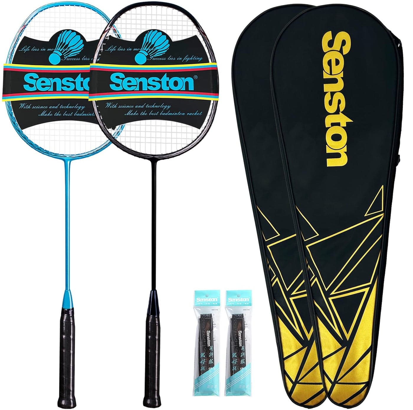Senston N80-2 Pack Badminton Racquet, Professional Full Carbon-Fiber Badminton Rackets Set with Grip