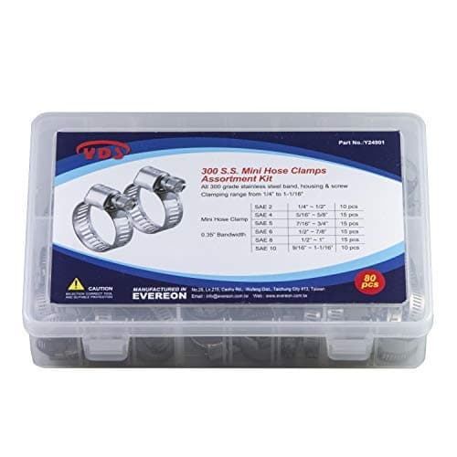 YDS All 300 Grade Stainless Steel Mini Hose Clamp WormDrive SAE Size 5 716 to 34 Diameter Range 035 Bandwidth Pack of 10