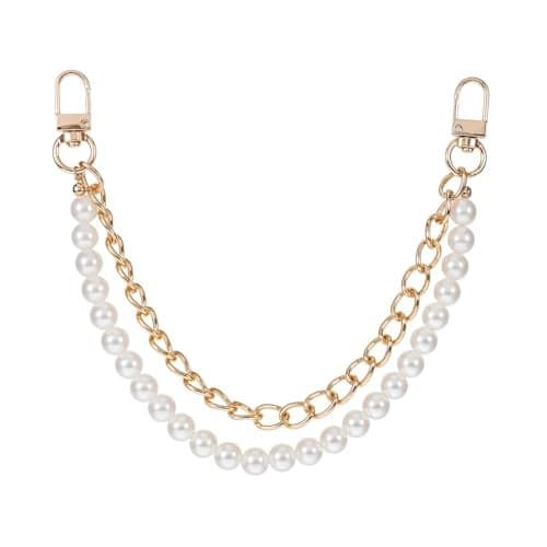 Lnngub Pearl Purse Chain,Gold Purse Chains for Handbags Pearl Bag Charm Bag Chain Charm Short Handle Replacement Charms Accessories for Handbag Messenger Bags Wallets,Gold