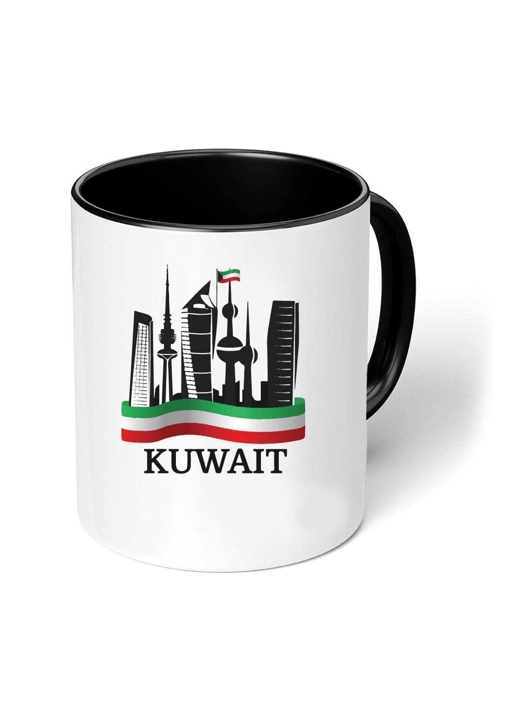 Kuwait National Day Sleek and Stylish Two-Tone Ceramic Coffee Mug - Kuwait Skyline Mug - Perfect for Kuwait National Day - 11 Oz
