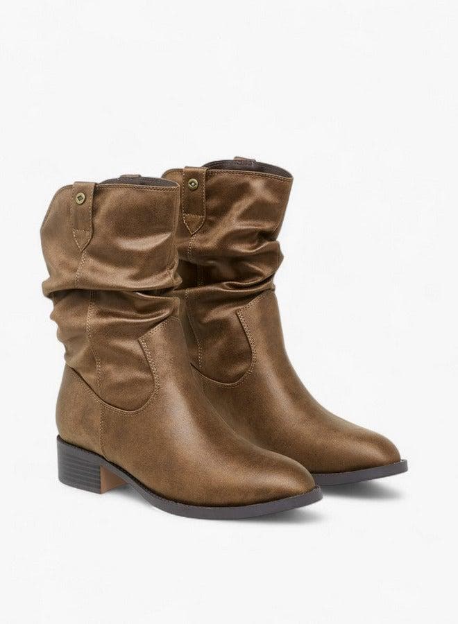 Women's Solid Ankle Boots with Block Heel — 37 EU