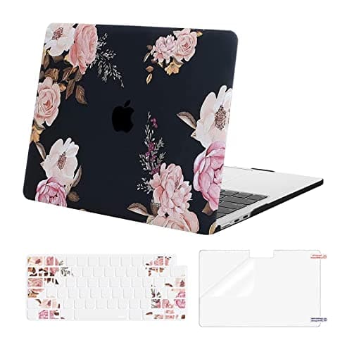 MOSISO Compatible with MacBook Air 13 inch Case M5 2026 M4 2025 M3 M2 20242022 A3449 A3240 A3113 A2681 Protective Peony Hard ShellKeyboard CoverScreen Protector for MacBook Air 136 CaseBlack