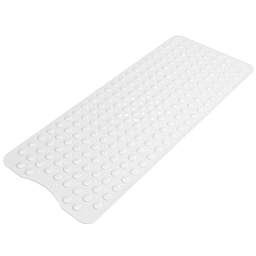 AmazerBath Shower Mat Non Slip 40 x 16 Inches, Shower Stall Mats with Suction Cups and Drain Holes, Non Slip Bath Mat for Tub for Elderly & Kids, White