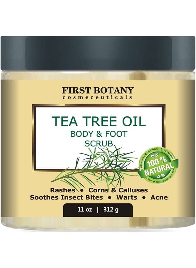 100% Natural Tea Tree Oil Body & Foot Scrub with Dead Sea Salt - Best for Acne, Dandruff and Warts, Helps with Corns, Calluses, Athlete foot, Jock Itch & Body Odor