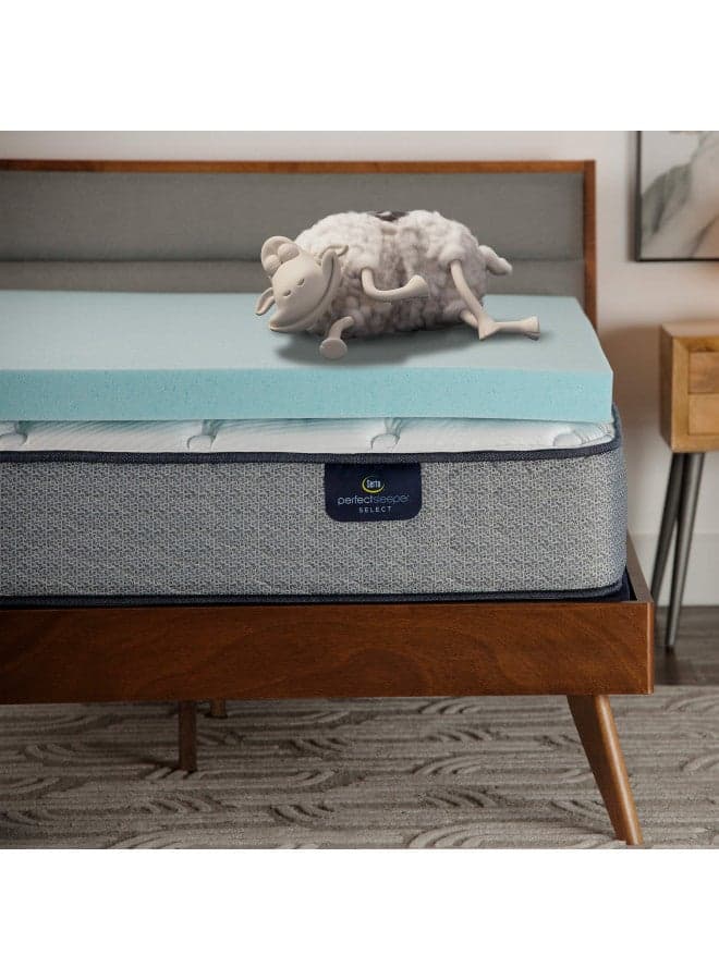 Serta ThermaGel Cooling, Pressure-Relieving Memory Foam Mattress Topper, 3 Inch, King,Blue