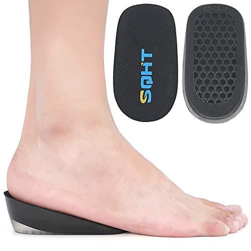 SQHT's Height Increase Insoles - Gel Shoe Heel Lift Inserts & Pads, Achilles Tendon Cushion Cups for Men and Women (Large (1.4" Height)) Black