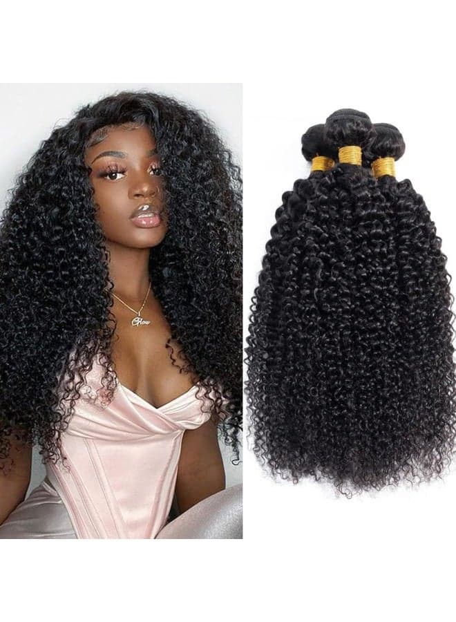 Curly Bundles Human Hair Kinky Curly Human Hair Bundles for Black Women 8 10 12 inch Afro Kinkycurly Bundles Human Hair Weave 3 Bundles Kinky Hair Wefts