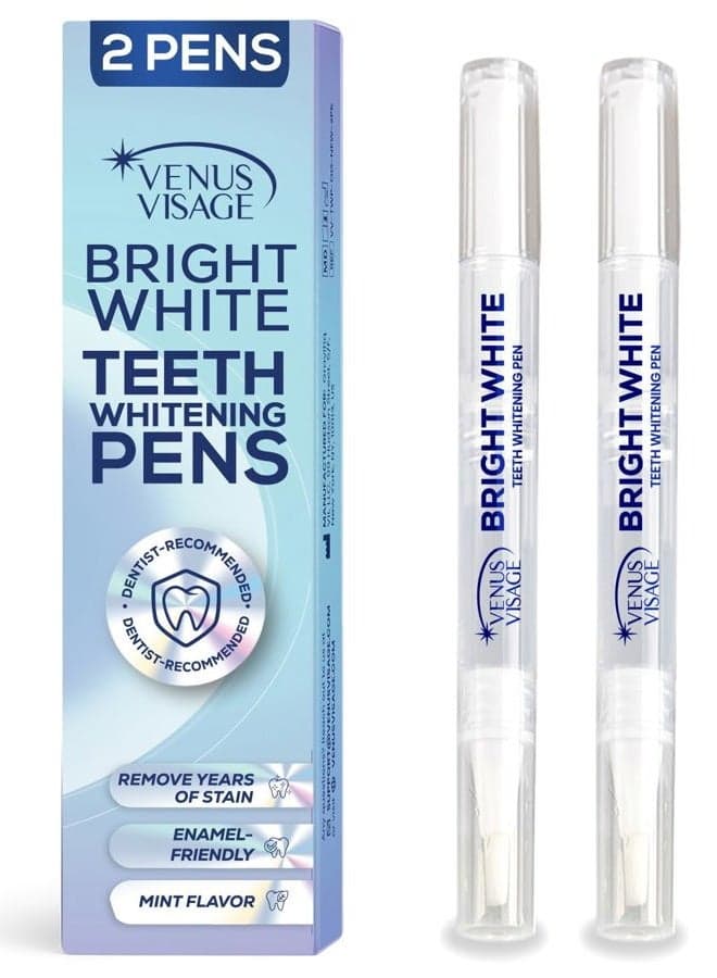 Venus Visage Award Winning Teeth Whitening Pen, 20+ Uses - Teeth whitening Kit Professionally formulated - Best Teeth whitening Gel Pen Teeth Whitener - Low Sensitivity (Mint) (0.07 Fl Oz (Pack of 2))