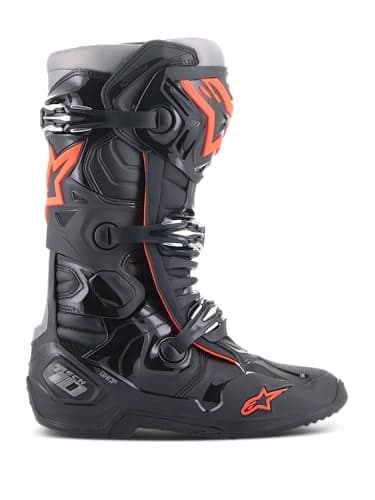 Alpinestars Tech 10 Boots, High-Performance Motocross Boots, CE-Certified, 8, Black/Red Fluo