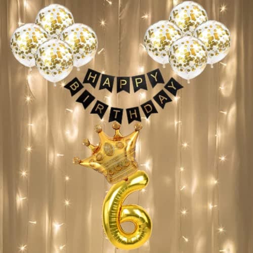 FI - FLICK IN 25 pcs 6th Birthday Decoration Girls Sixth Birthday Decorations Boys Sixth Bday Party 6 th Year Birth Day Decoration Items for Kids Party Supplies (Pack of 25, Gold)