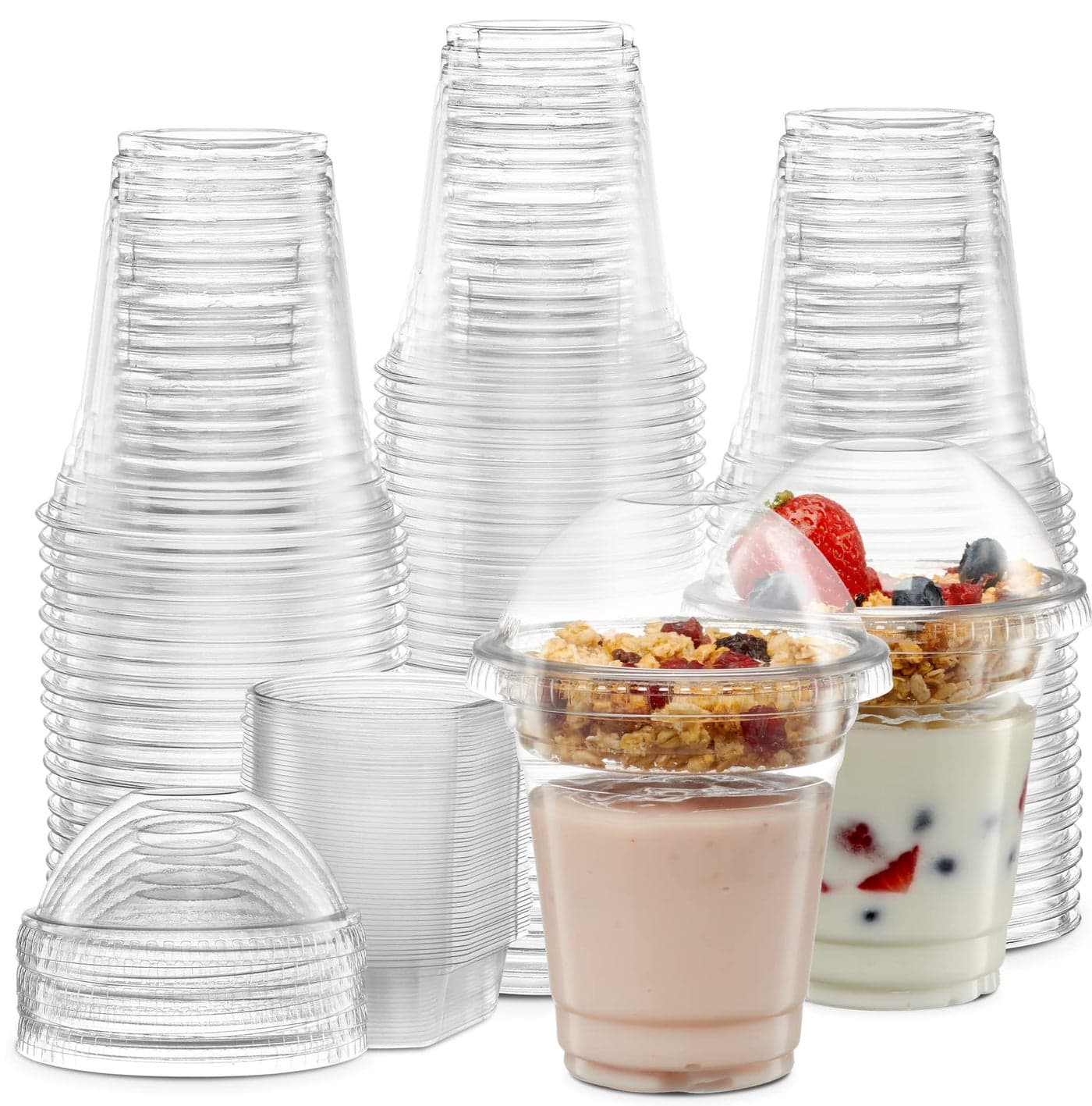 ELEGANT DISPOSABLES 9 oz Plastic Parfait Cups with 2 oz Inserts Lids 50 Sets 9 OUNCE Yogurt Containers