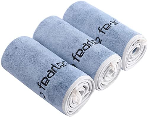 BOBOR Gym Towels Set Microfiber Sports Towel for Men and Women Super Soft and QuickDrying 3Pack Set Towel for Tennis Yoga Cycling Swimming Blue 3 Pack 14 x 29