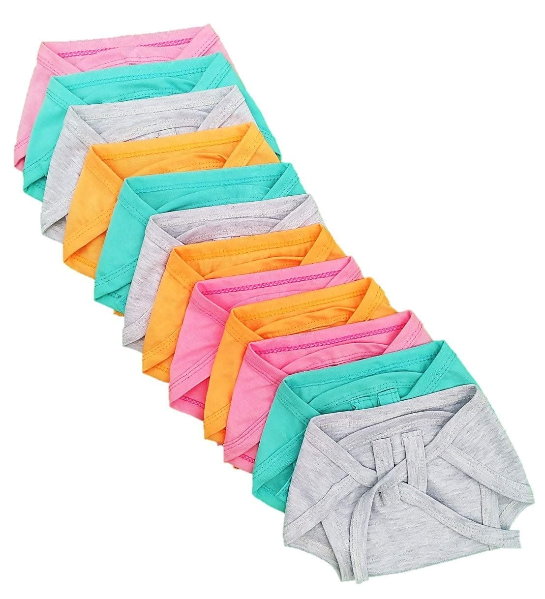 Sunuo Washable Reusable Multicolor Hosiery Cotton Nappies, Langot for Newborn Baby (0-6 Months), Pack of 10, Soft, Breathable, Eco-Friendly