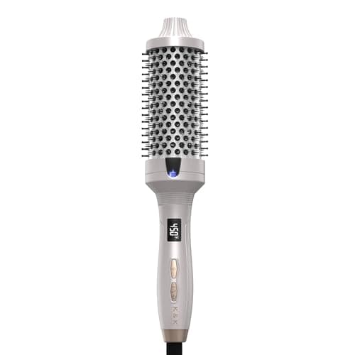 KK Thermal Brush Heated Round Brush Blowout Look Volumizer with 17 inch Heated Round for Hair Styler Tool Hair Straightener and Curler 2 in 1 Dual Voltage Temperture Contronal Silver 17 Inch