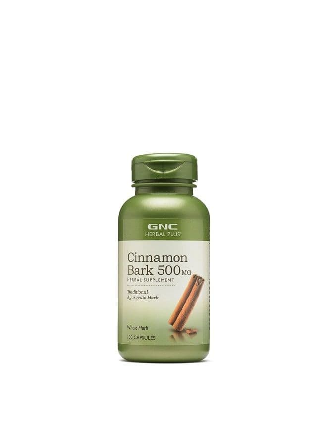 Herbal Plus Cinnamon Bark 500mg, 100 Capsules, Traditional Ayurvedic Herb