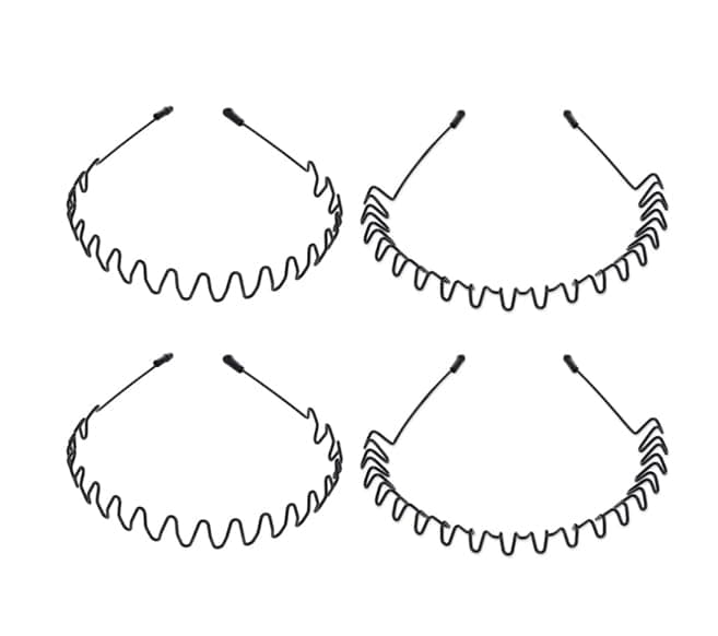 Metal Hair Band for Men 4 Pieces Metal Headband Wavy Hairband Spring Hair Hoop for Sports Fashion Hair Bands Unisex Black Elastic Head bands Non Slip Simple