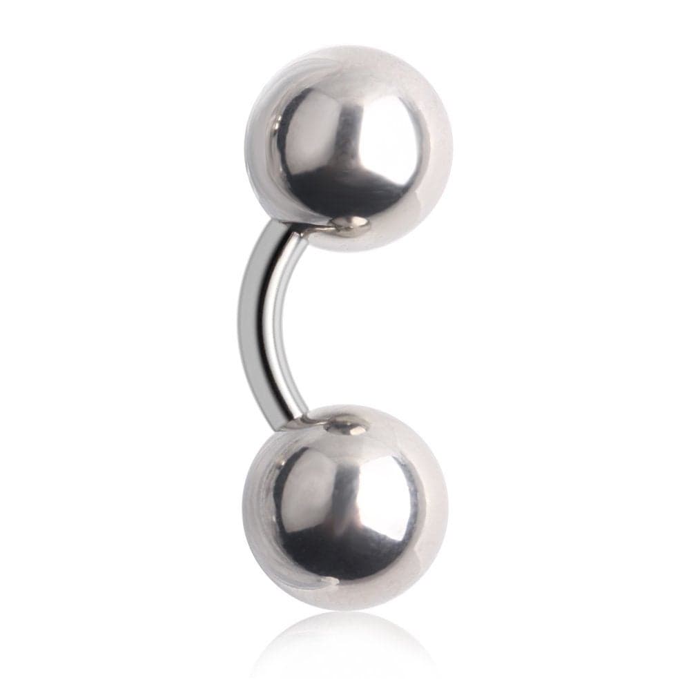 Ruifan 316L Surgical Steel 8mm Big Balls Externally Threaded Bent Curved Barbell 14G