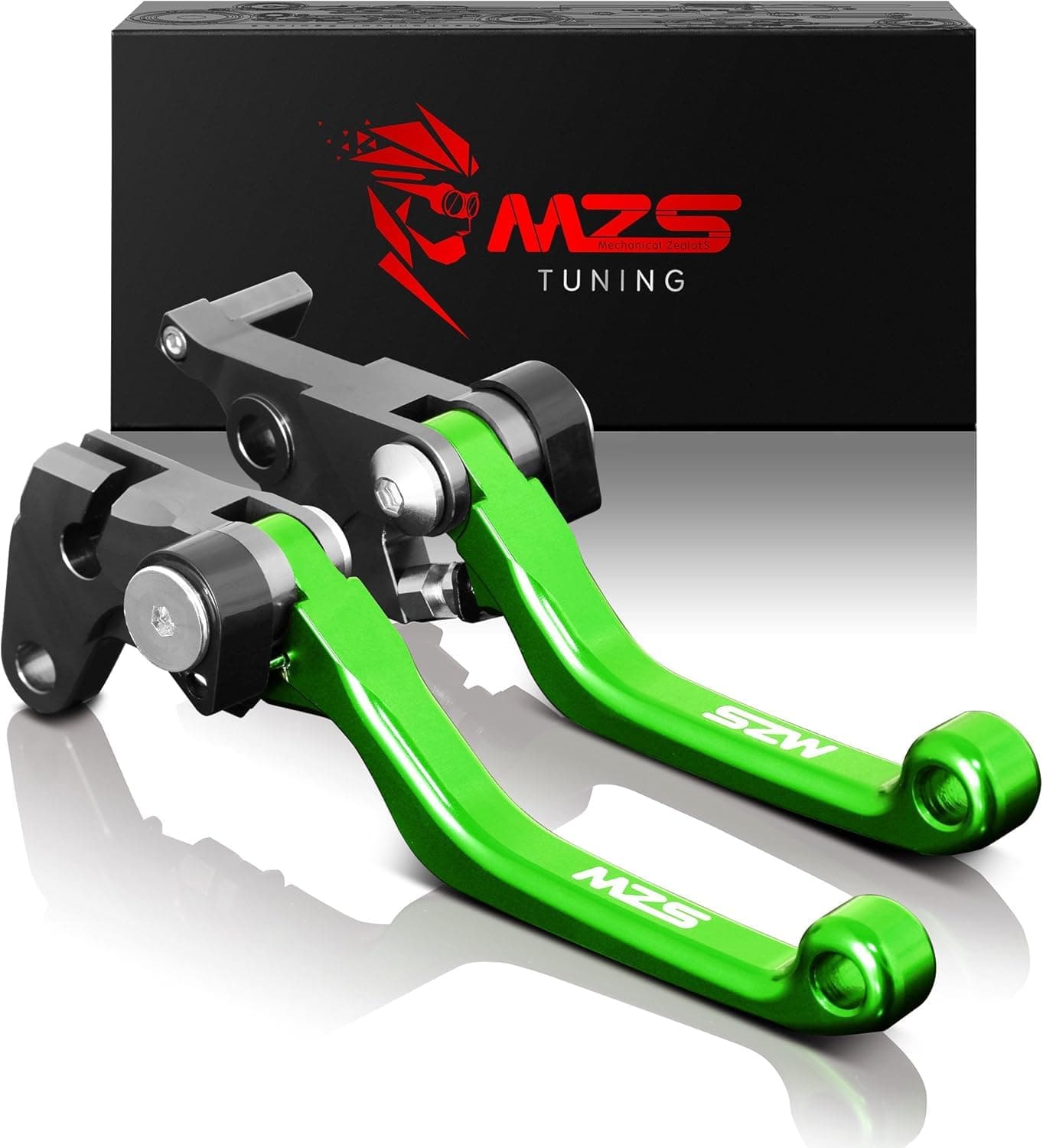 MZS Dirt Bike Brake Clutch Levers Pivot Adjustable CNC Green Compatible with KX65 20002025 KX85 20012025 KX100 20012021 KX125 20002005 KX250 20002004 KX250F 2004