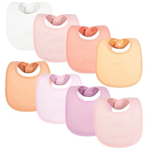 Tiny Twinkle 8 Pack Baby Bibs for Drooling and Teething – Waterproof & Absorbent Bibs for Baby Girl & Boy, Machine Washable Infant Bib Set for Newborns and Toddlers (Girl Sherbet 8-Pack)